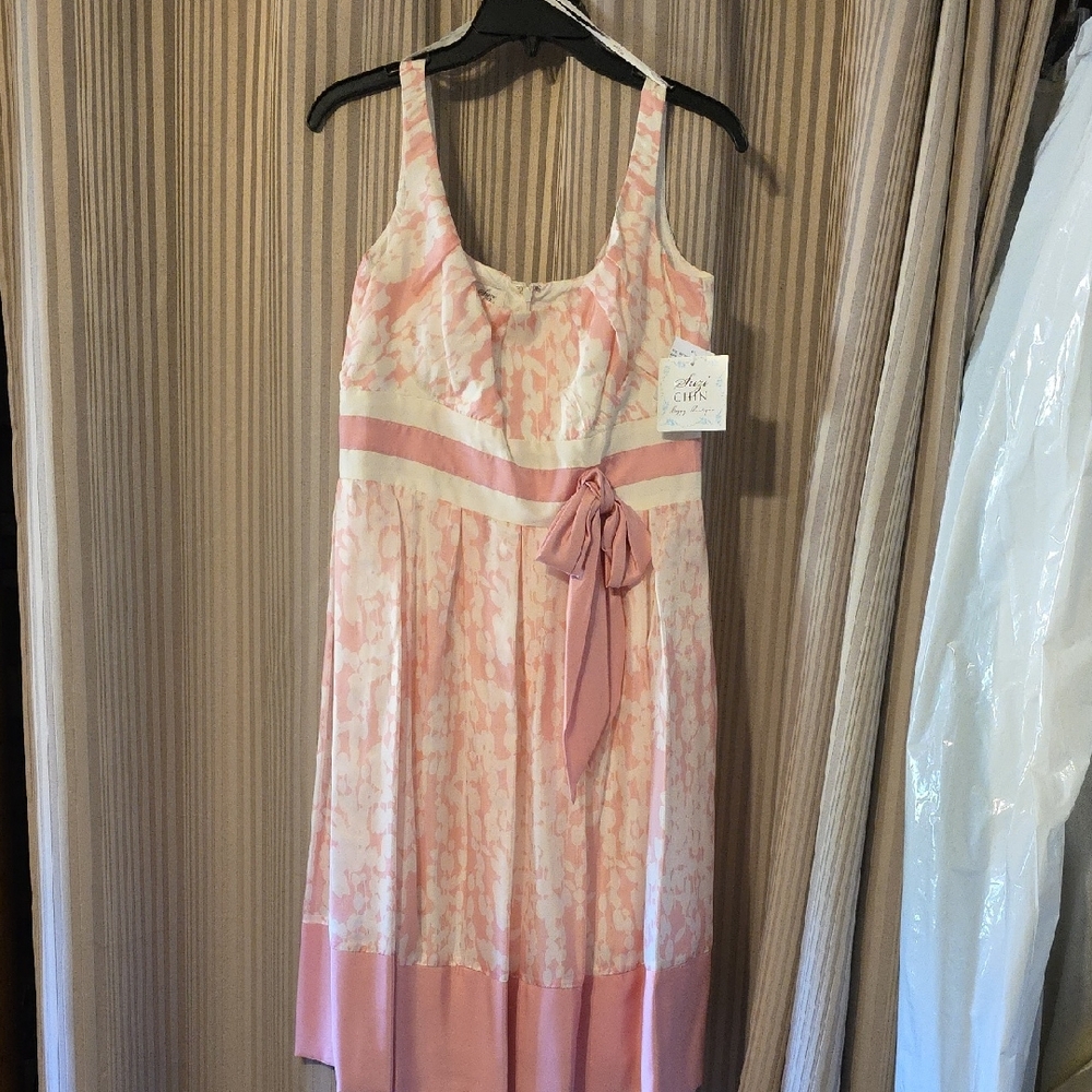 Suzi Chin Pink and Cream Dress